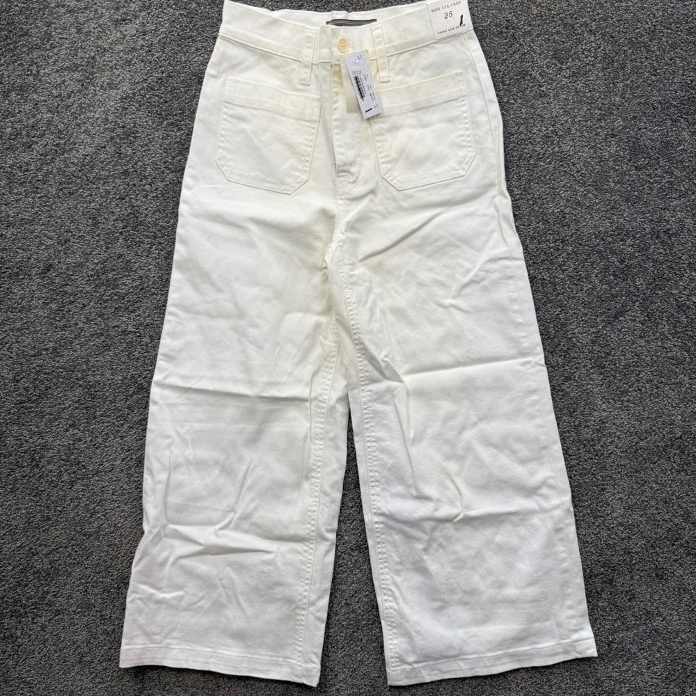 J.Crew Point Sur Wide Leg Crop Jeans White Patch Pocket J1896 Size 25